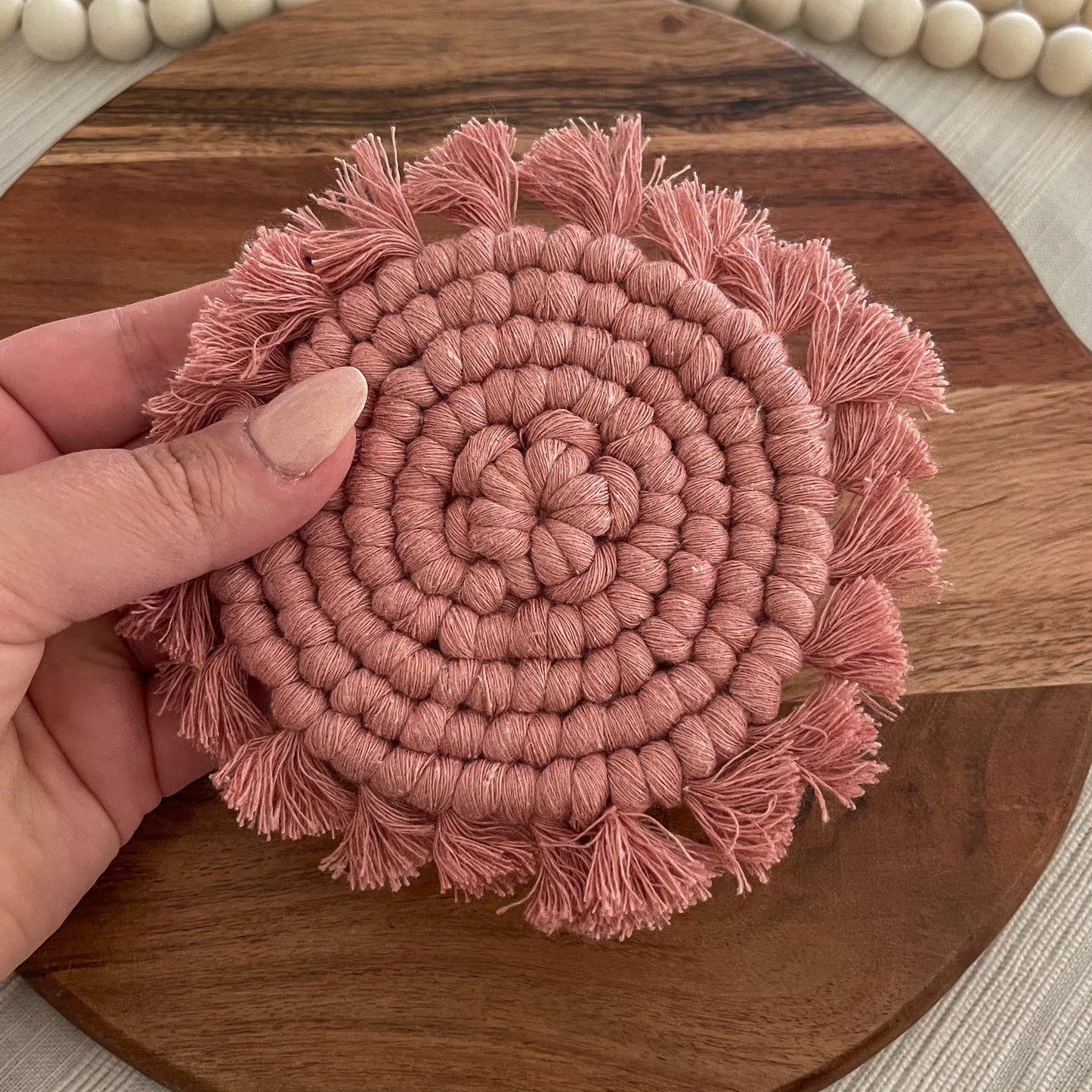 Macrame Coasters |  Set of 2  | Rose