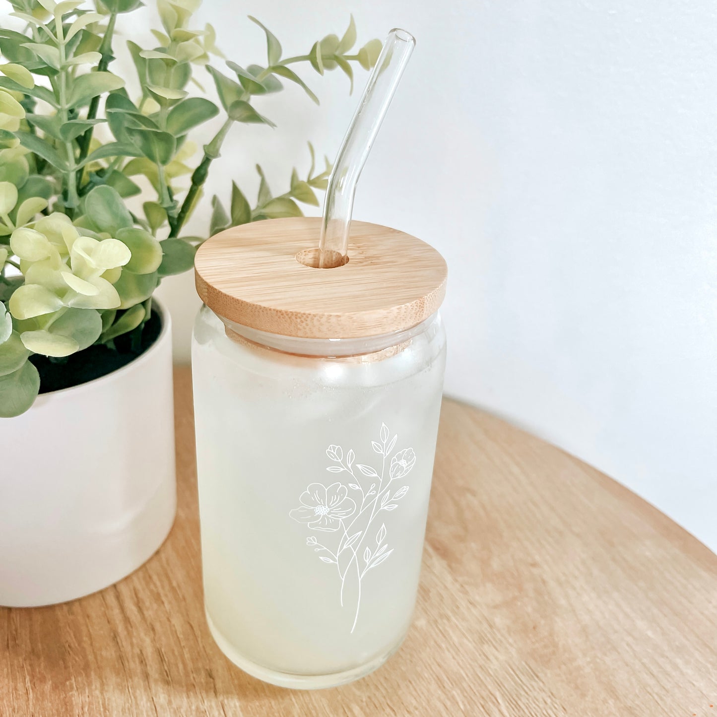 Floral 'Can' Glass |  16oz