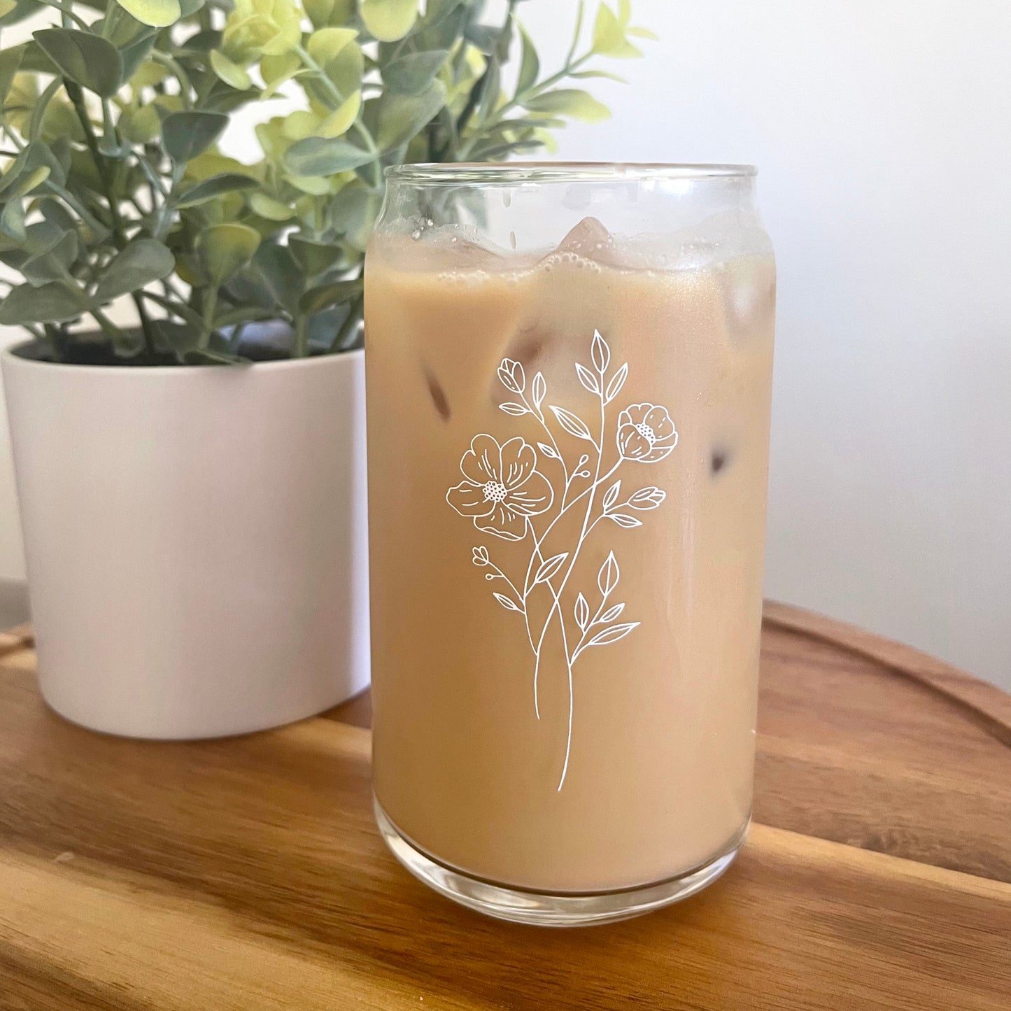 Floral 'Can' Glass |  16oz