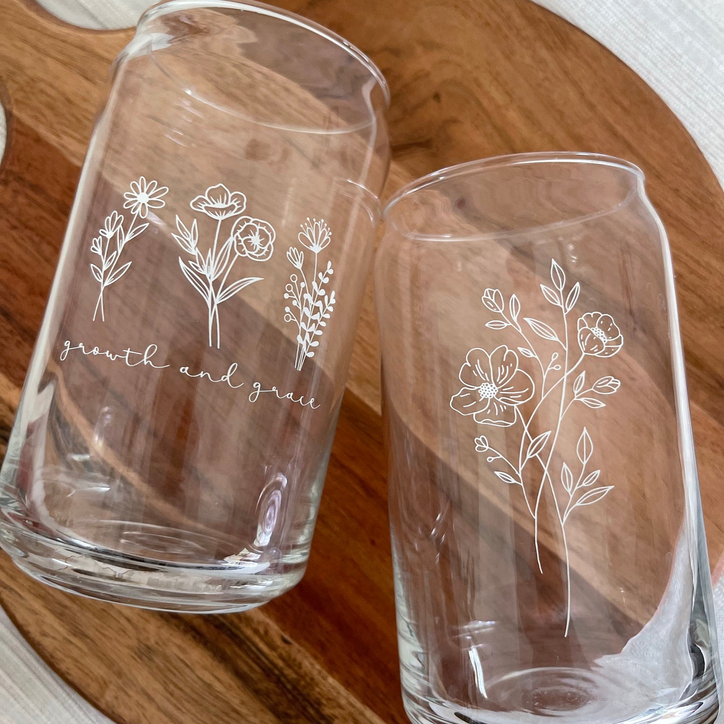 Floral 'Can' Glass |  16oz