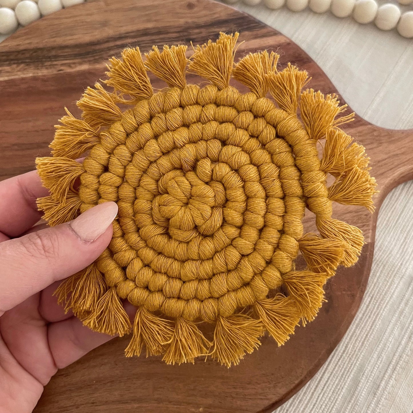 Macrame Coasters |  Set of 2  | Mustard